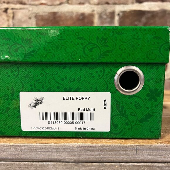 NIB Elite By Corkys 'Poppy' Red Leather Floral Heeled Sandal Sz 9 - Picture 13 of 13